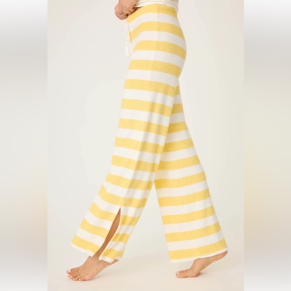 P.J. Salvage Cabana Paradise Stripe Pajama Pants Lemon Size Medium Women's - Picture 3 of 10